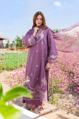 SUMMER-3PC LAWN EMBROIDERED SHIRT WITH CHIFFON PRINTED DUPATTA AND TROUSER-4861