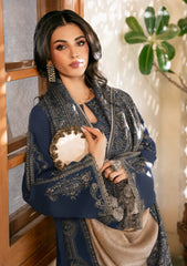 WINTER-3PC DHANAK EMBROIDERED SHIRT WITH COUTRAI PRINTED SHAWL & TROUSER-5150