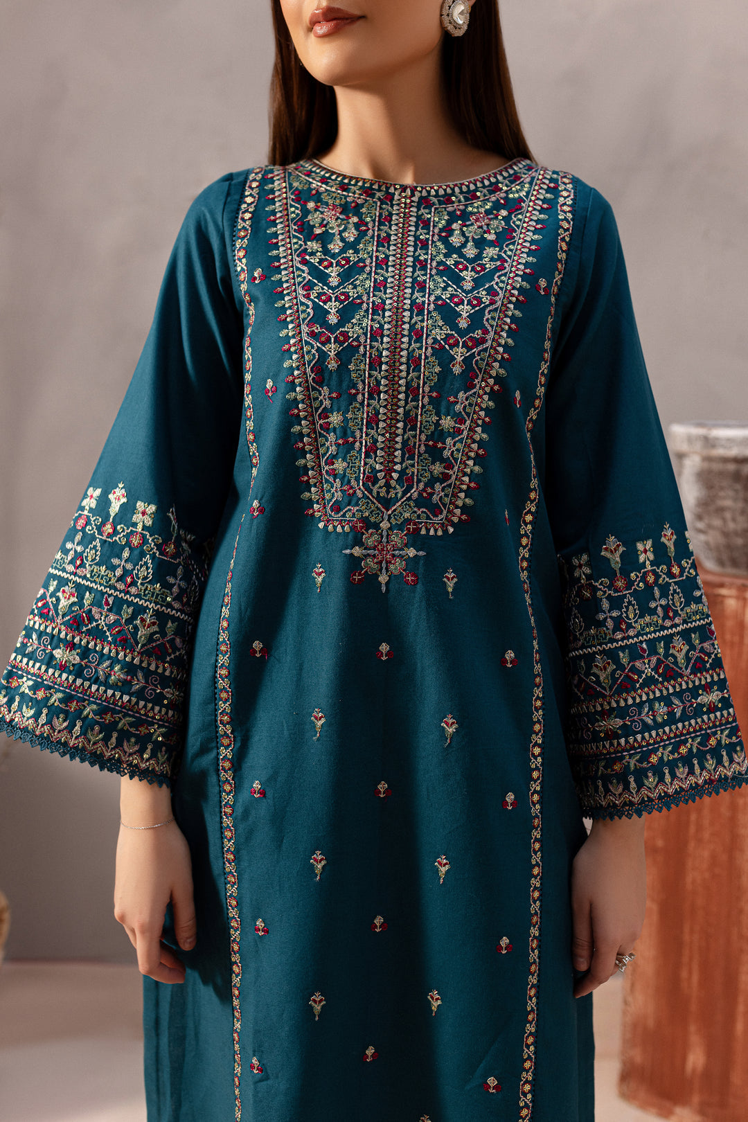 SUMMER-2PC SEQUIN LAWN EMBROIDERED SHIRT WITH SEQUIN LAWN EMBROIDERED TROUSER-3471