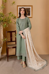 SUMMER- 3PC LAWN EMBROIDERED SHIRT WITH LAWN EMBROIDERED DUPATTA AND LAWN TROUSER-3501