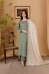 SUMMER- 3PC LAWN EMBROIDERED SHIRT WITH LAWN EMBROIDERED DUPATTA AND LAWN TROUSER-3501