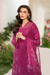 WINTER-3PC DHANAK SEQUIN EMBROIDRED SHIRT WITH COURTRAI PRINTED EMB SHAWL AND TROUSER-4125