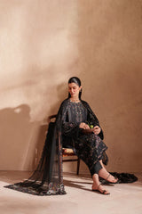 SUMMER-3PC LAWN EMBROIDERED SHIRT WITH CHIFFON EMBROIDERED DUPATTA AND TROUSER-4849