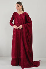 WINTER_3PC DHANAK EMBROIDERED SHIRT WITH DHANAK EMBROIDERED SHAWL AND TROUSER-5271