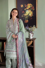 WINTER-3PC KARANDI PRINTED EMBROIDERED SHIRT WITH KARANDI PRINTED DUPATTA AND TROUSER-2564