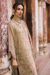 WINTER-3PC DHANAK EMBROIDERED SHIRT WITH COURTRAI PRINTED SHAWL & TROUSER-4341