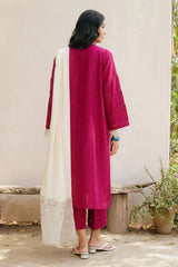 WINTER-3PC DHANAK EMBROIDERED SHIRT WITH COTTON NET EMBROIDERED DUPATTA AND TROUSER-4216