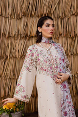 WINTER-3PC DHANAK EMBROIDERED SHIRT WITH WOOL PRINTED SHAWL AND EMB TROUSER -5040