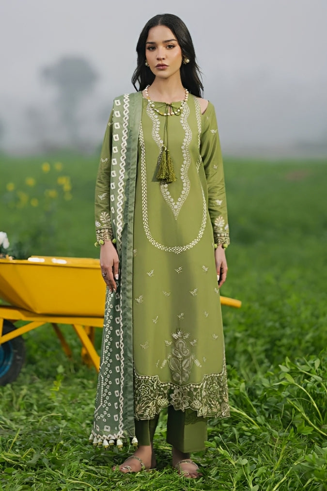 SUMMER-3PC LAWN EMBROIDERED SHIRT WITH CHIFFON PRINTED DUPATTA AND TROUSER-4509