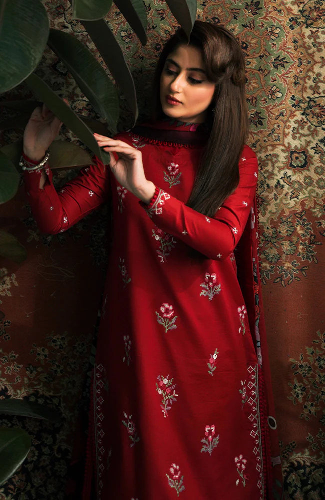 SUMMER-3PC LAWN EMBROIDERED SHIRT WITH MONARK PRINT DUPATTA & EMB TROUSER-3646