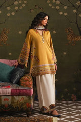 WINTER-3PC DHANAK EMBROIDERED SHIRT WITH COUTRAI PRINTED SHAWL TYE&DYE DUPATTA SHAWL AND TROUSER-5230