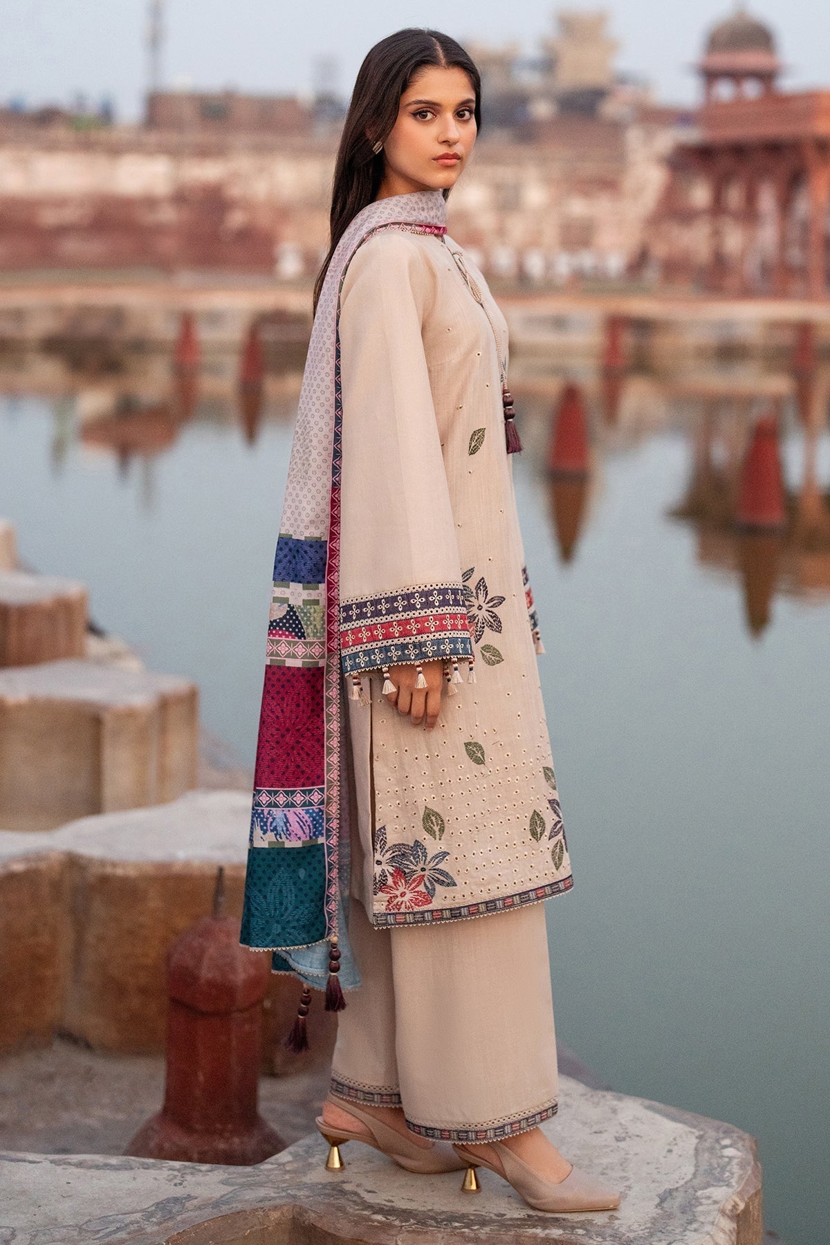 SUMMER-3PC LAWN EMBROIDERED SHIRT WITH MONARK PRINTED DUPATTA AND TROUSER-3631