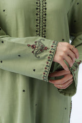 WINTER-2PC DHANAK EMBROIDERED SHIRT WITH EMBROIDERED TROUSER-15049