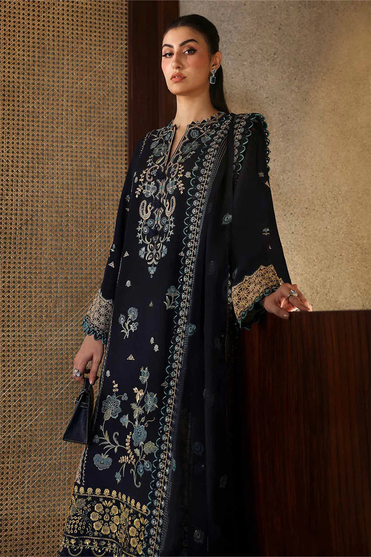 WINTER-3PC DHANAK EMBROIDERED SHIRT WITH DHANAK EMBROIDRED SHAWL & TROUSER -4181