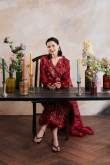 WINTER-3PC DHANAK EMBROIDERED SHIRT WITH DHANAK EMB SHAWL AND TROUSER-5168