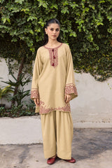 WINTER-2PIECE DHANAK EMBROIDERED SHIRT WITH DHANAK EMB TROUSER-15142