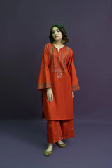 WINTER-2PC DHANAK EMBROIDRED SHIRT WITH AND EMBROIDRED TROUSER-3126