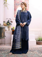 SUMMER_3PC CHIKENKARI LAWN EMBROIDERED WITH DAIMOND PRINT DUPATTA-4026