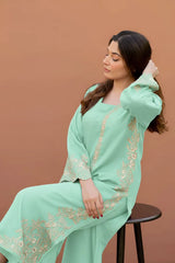 SUMMER-2PC LAWN EMBROIDERED SHIRT WITH LAWN TROUSER-20