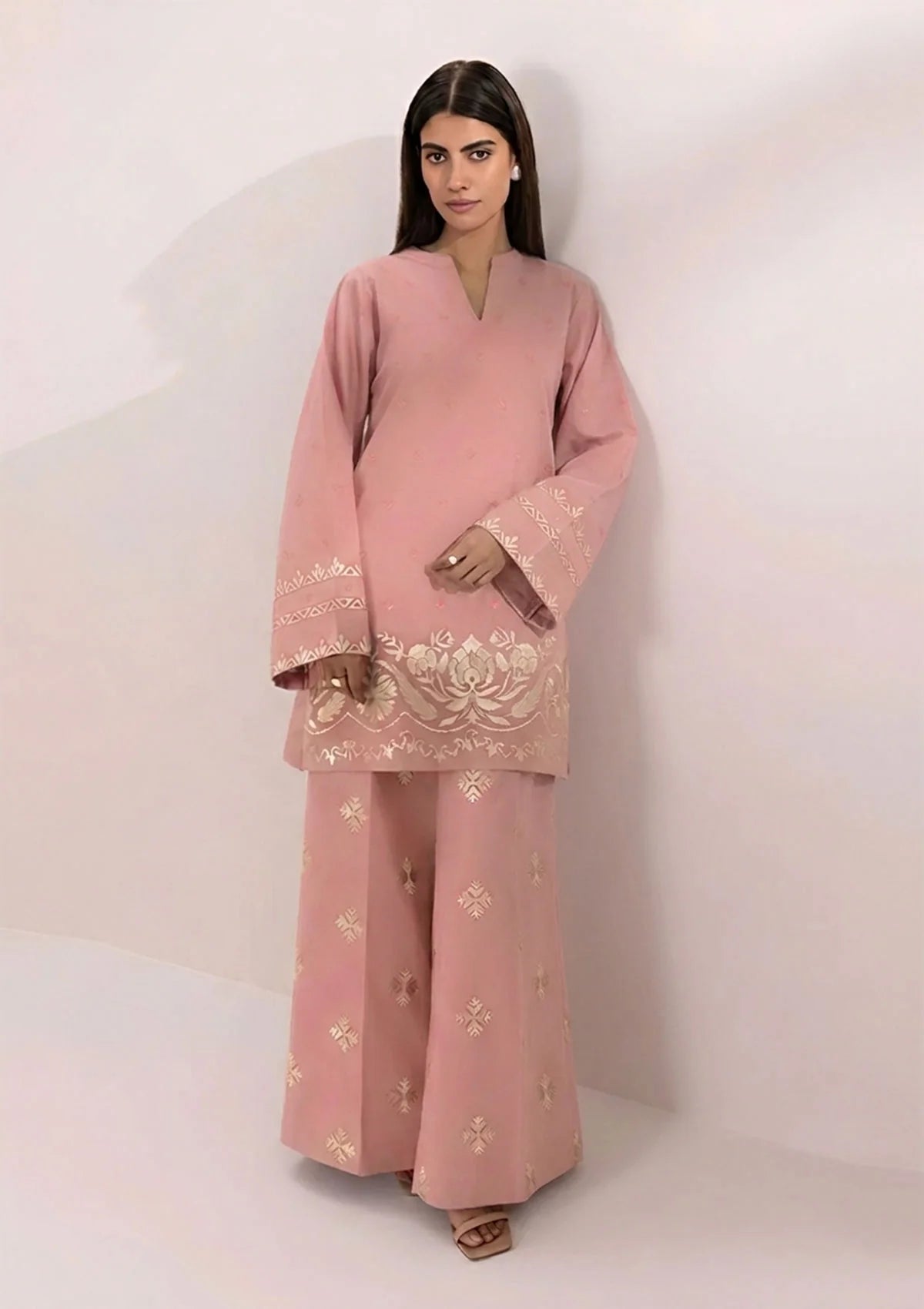SUMMER-2PC LAWN EMBROIDERED SHIRT WITH EMBROIDERED TROUSER-56