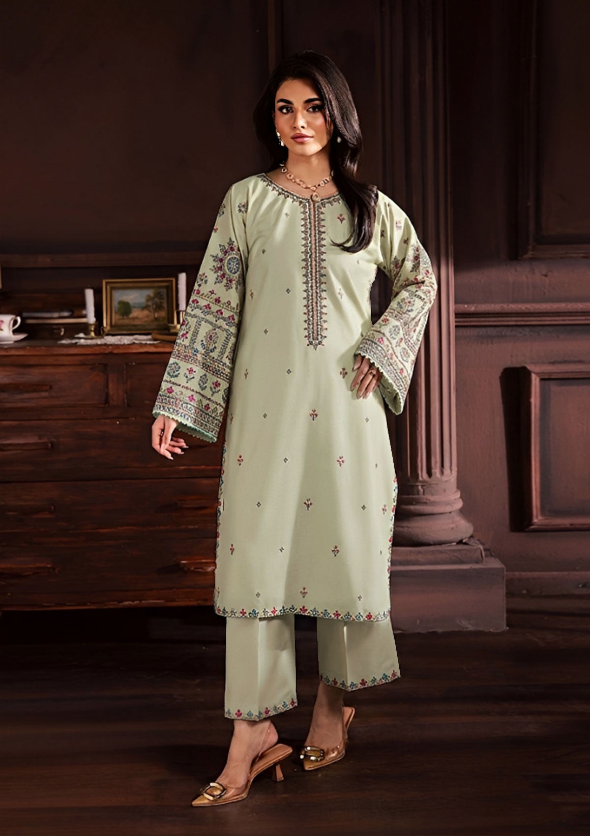 SUMMER-2PC LAWN EMBROIDERED SHIRT WITH TROUSER-233