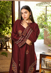 WINTER-2PIECE DHANAK EMBROIDERED SHIRT WITH DHANAK EMB TROUSER-15090