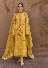 WINTER-3PC DHANAK EMBROIDERED SHIRT WITH WOOL PRINTED EMB SHAWL AND TROUSER-5189