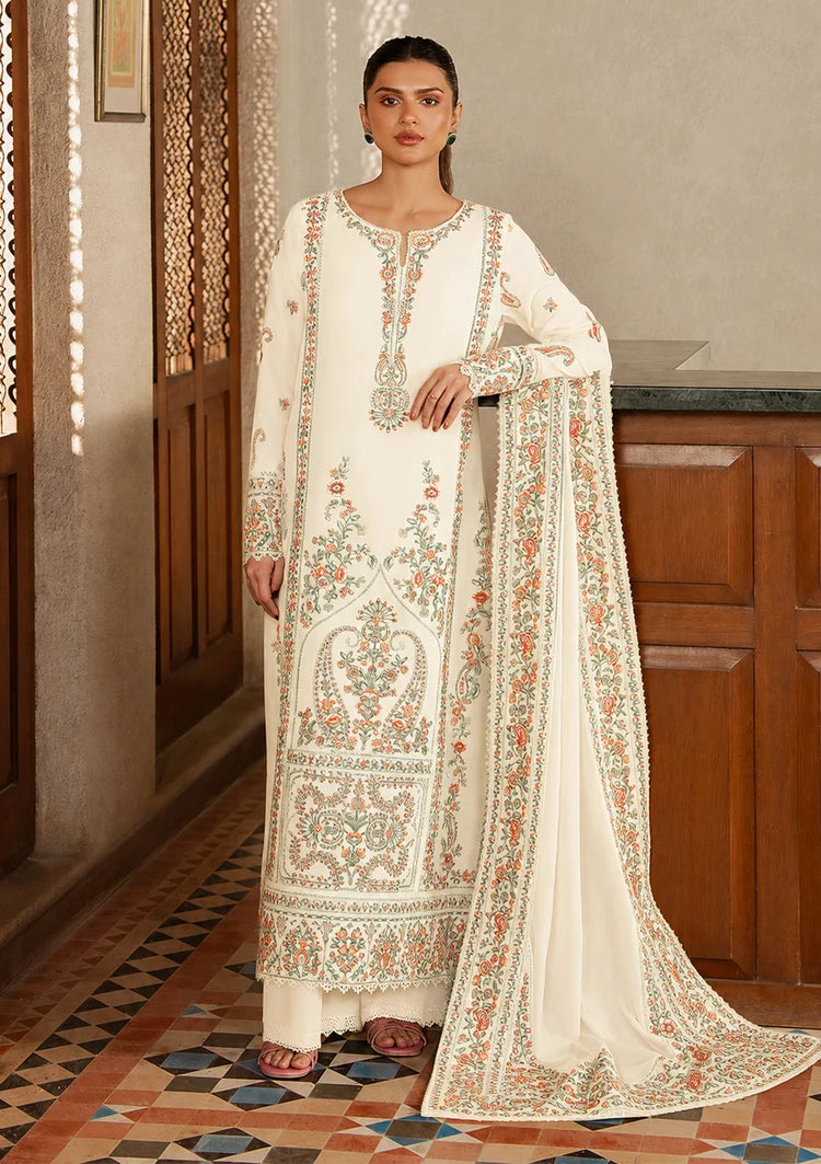 WINTER-3PC DHANAK EMBROIDERED SHIRT WITH DHANAK EMB SHAWL AND TROUSER-5208