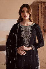 WINTER-3PC DHANAK EMBROIDERED SHIRT WITH CHIFFON EMBROIDERED DUPATTA AND TROUSER-4155