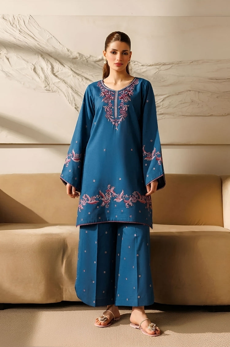 SUMMER-2PC LAWN EMBROIDERED SHIRT WITH TROUSER-214