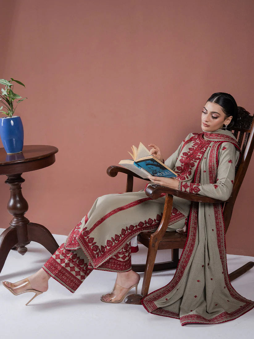SUMMER-Lawn 3pc Embroidered Shirt With Lawn Embroidered Dupatta & Embroidered Trouser-3563