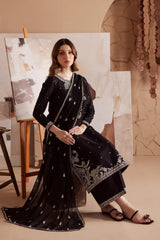 WINTER-3PC DHANAK EMBROIDERED SHIRT WITH CHIFFON EMBROIDERED DUPATTA AND TROUSER-4155