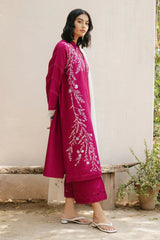 WINTER-3PC DHANAK EMBROIDERED SHIRT WITH COTTON NET EMBROIDERED DUPATTA AND TROUSER-4216