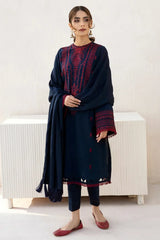 WINTER- 3PC DHANAK EMBROIDERED SHIRT WITH DHANAK SHAWL AND TROUSER -3134