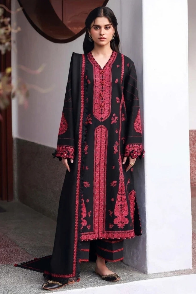 WINTER-3PC DHANAK EMBROIDERED SHIRT WITH DHANAK EMBROIDERED SHAWL AND EMB TROUSER-5233