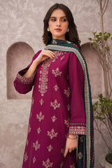 SUMMER-3PC LAWN EMBROIDERED SHIRT WITH MONARK PRINT DUAPATTA-3505