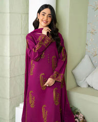 WINTER-3PC DHANAK EMBROIDERED SHIRT WITH DHANAK EMBROIDERED SHAWL AND TROUSER-4232