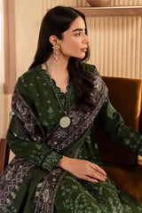 WINTER-3PC DHANAK EMBROIDERED SHIRT WITH COURTRAI PRINTED SHAWL & TROUSER-4324