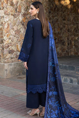 WINTER-3PC DHANAK EMBROIDERED SHIRT WITH COURTRAI PRINTED SHAWL AND TROUSER-4390