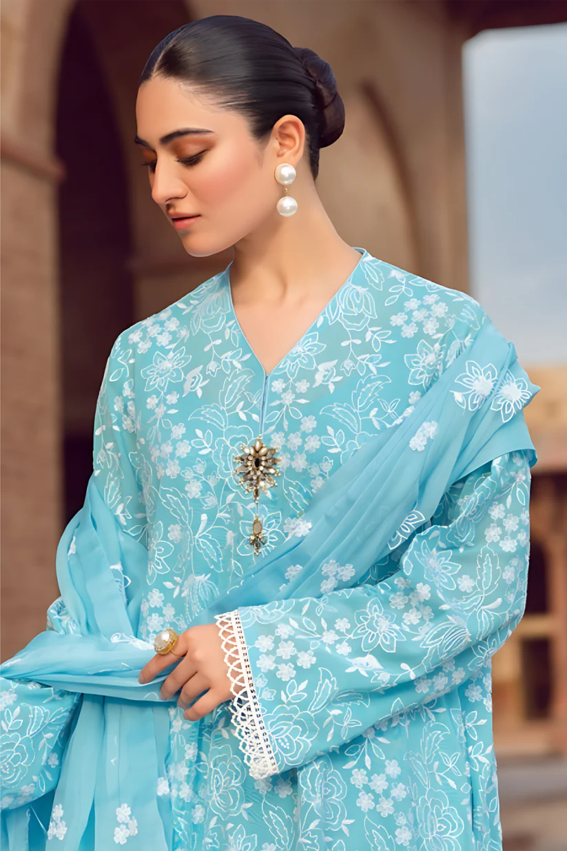 WINTER-3PC DHANAK EMBROIDERED SHIRT WITH CHIFFON EMBROIDERED DUPATTA AND TROUSER-4029