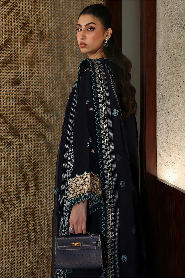 WINTER-3PC DHANAK EMBROIDERED SHIRT WITH DHANAK EMBROIDRED SHAWL & TROUSER -4181
