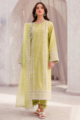 SUMMER-3PC LAWN EMBROIDERED SHIRT WITH ORGANZA EMBROIDERED DUPATTA AND LAWN TROUSER-3697