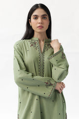 WINTER-2PC DHANAK EMBROIDERED SHIRT WITH EMBROIDERED TROUSER-15049