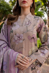 WINTER-3PC KHADDAR PRINTED SHIRT WITH KHADDAR PRINTED DUPATTA AND PRINT TROUSER-2644