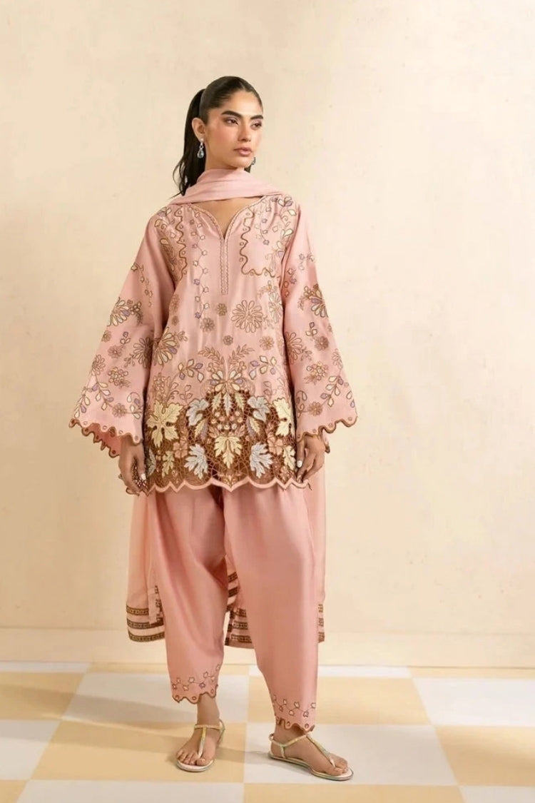 WINTER-3PC DHANAK EMBROIDERED SHIRT WITH DHANAK EMBROIDERED SHAWL AND TROUSER-BI-5298