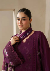 WINTER_3PC DHANAK EMBROIDERED SHIRT WITH COUTRAI PRINTED SHAWL AND TROUSER-5253