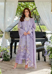 WINTER-3PC DHANAK EMBROIDERED SHIRT WITH KHADDI NET EMBROIDERED DUPATTA AND TROUSER-5114