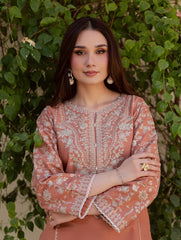 WINTER-2PIECE DHANAK EMBROIDERED SHIRT WITH DHANAK EMB TROUSER-15035