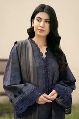 WINTER-3PC KHADDAR PRINTED SHIRT WITH KHADDAR PRINT DUPATTA AND PRINT TROUSER-ADR-2631