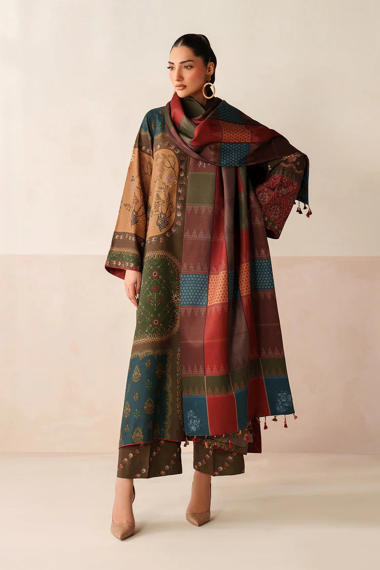 WINTER-3PC KHADDAR PRINTED SHIRT WITH KHADDAR PRINTED DUPATTA AND PRINTED TROUSER-2661